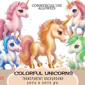 Baby Unicorn CLIPART PNG Files Cute Ponies Baby Pastel color Commercial use Transparent background Scrapbooking Girl Nursery Kids Room Decor