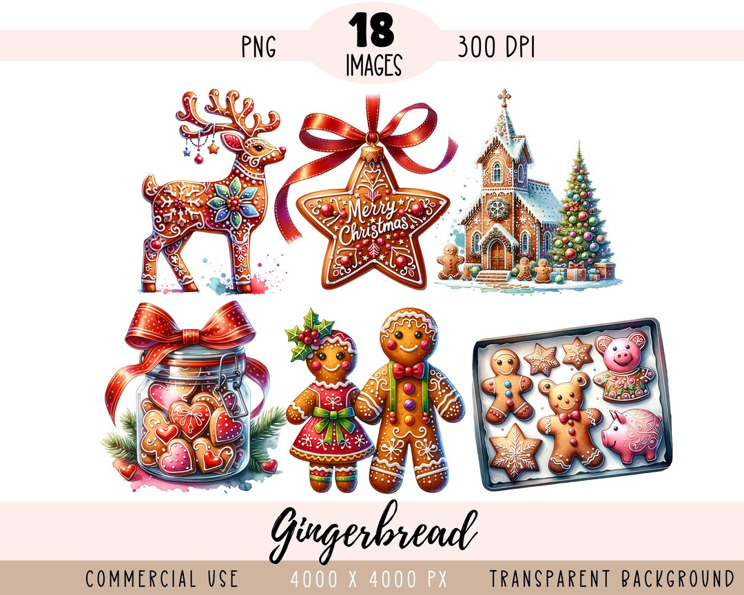 Gingerbread CLIPART PNG File, Christmas Cookie Sublimation, Reindeer ...