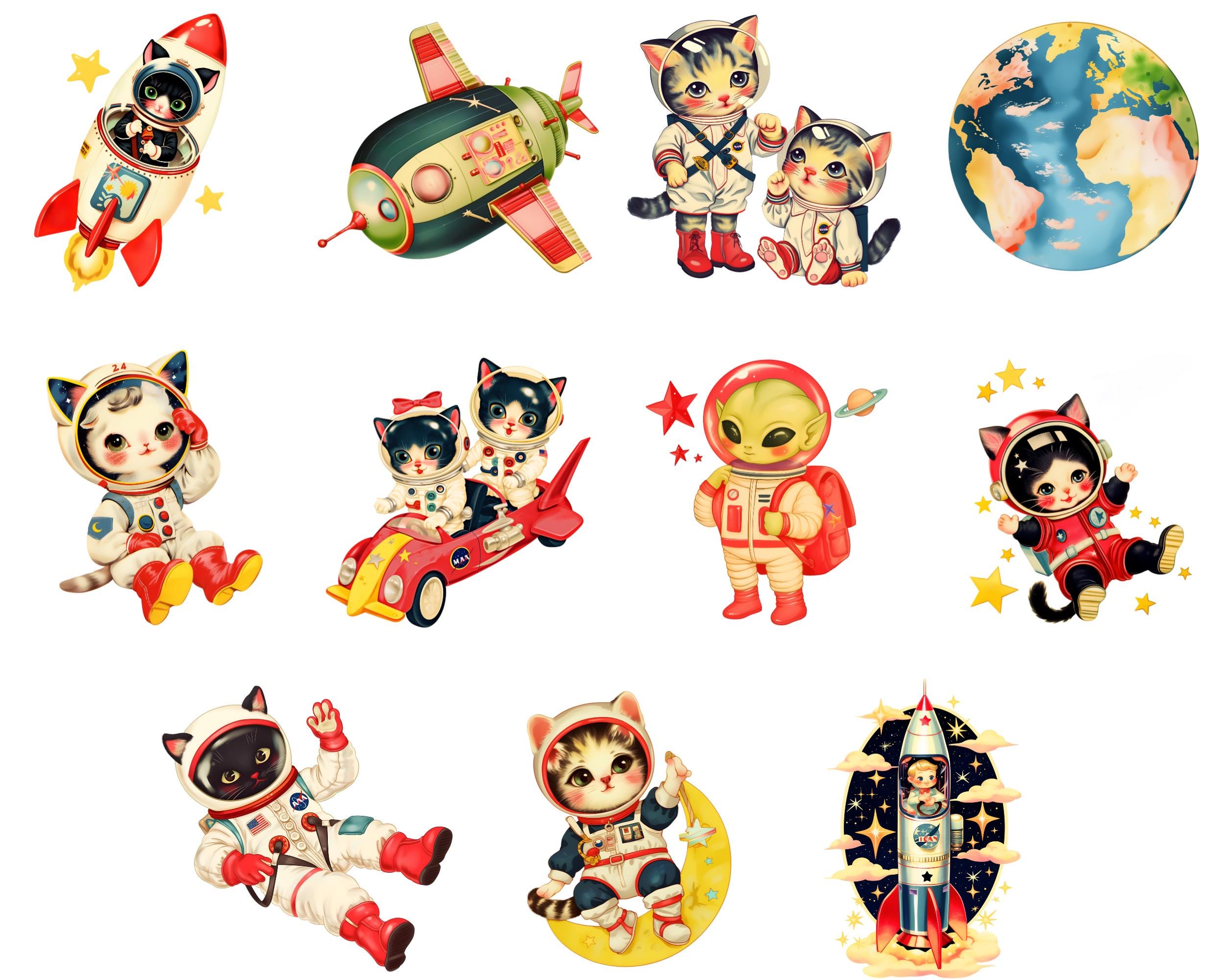 Cats in Space CLIPART PNG Files, Astronaut Sublimation, Outer Space ...
