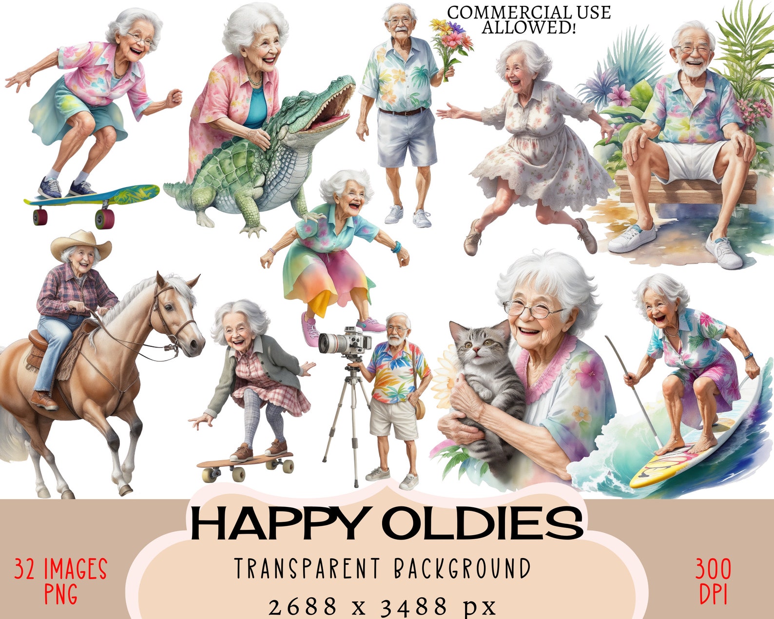 Happy Old People CLIPART PNG Files, Commercial Use Transparent ...