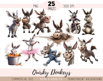 Âne original CLIPART PNG files, Funny Crazy Ass Animals, Commercial use, Transparent background