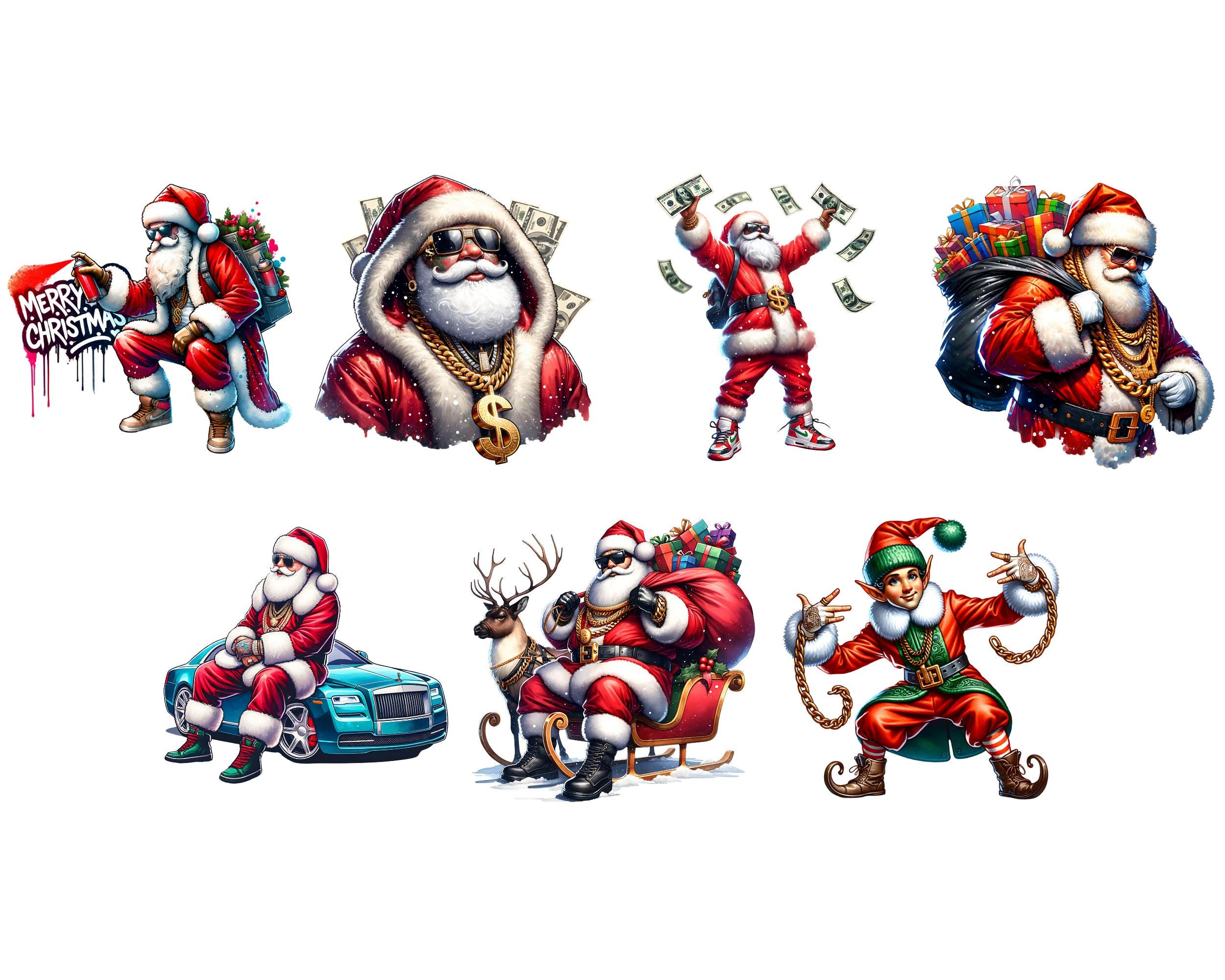 Santa Rapper Art Rapper Santa CLIPART PNG File, Christmas Sublimation, Watercolor Rap ...