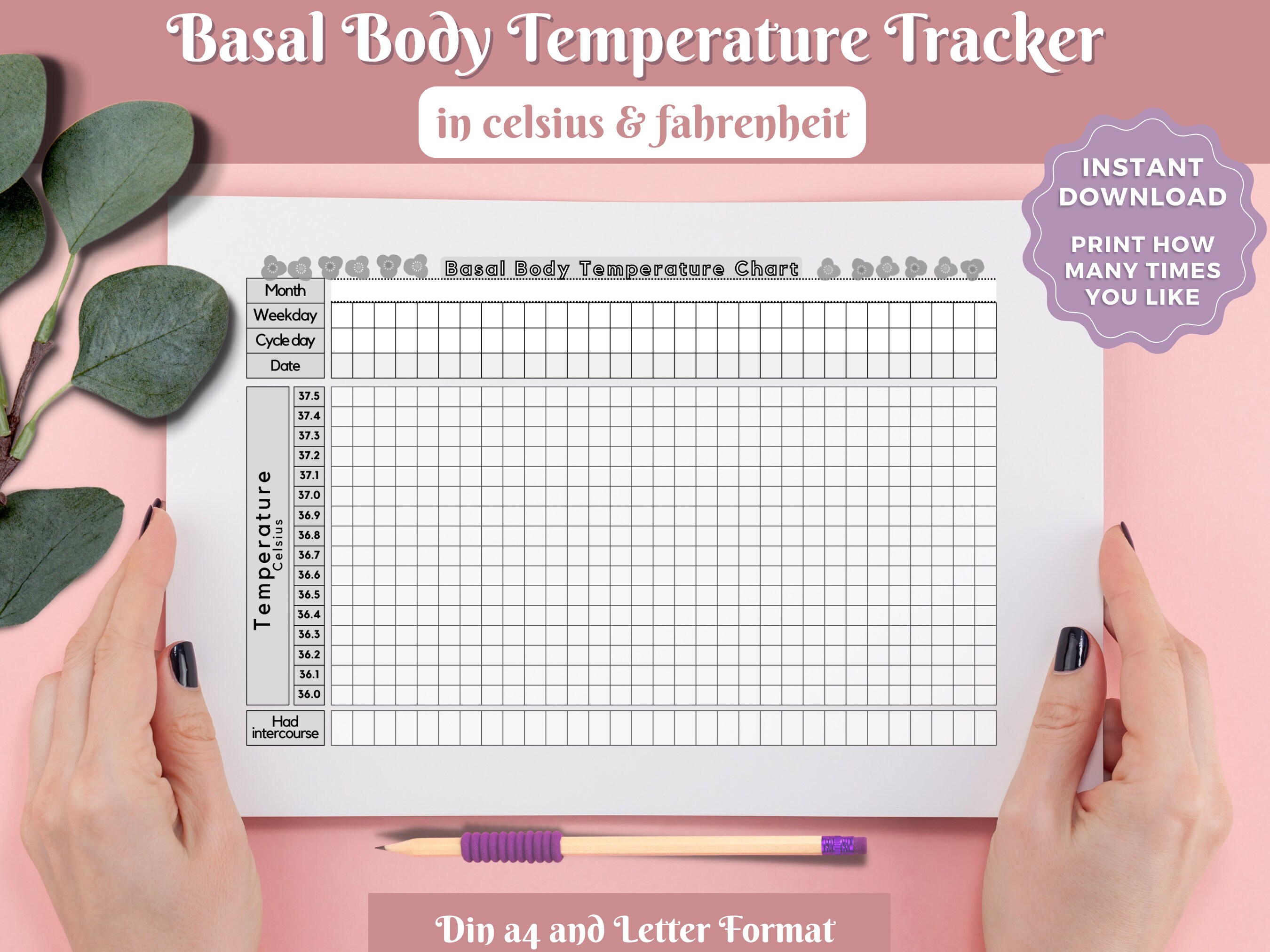 Basal Body Temperature Tracker for Printing Fertility - Etsy