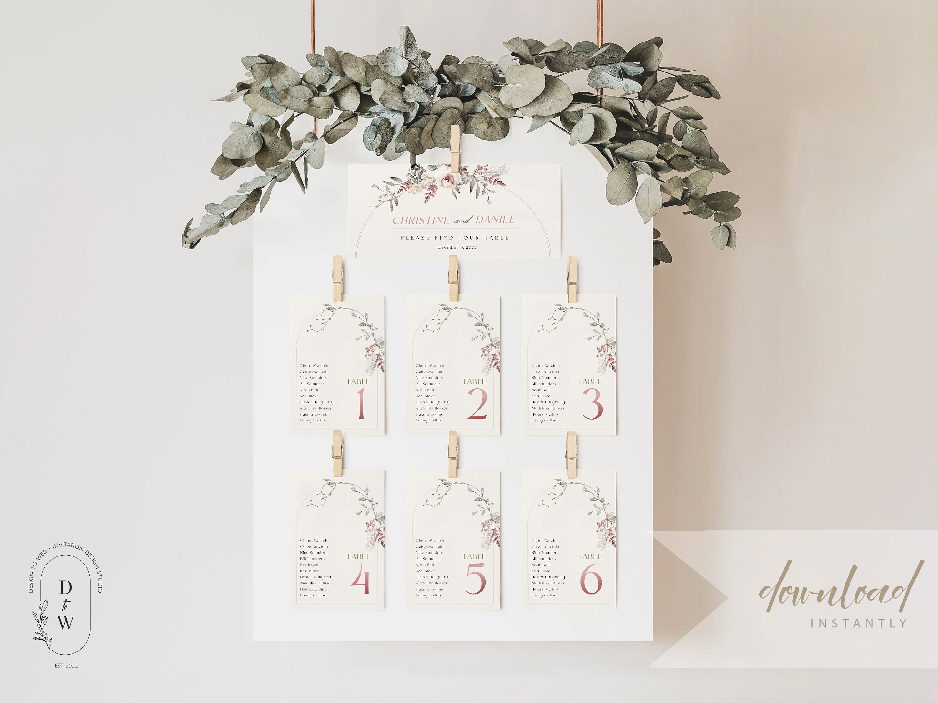 Seating Plan Board Wedding Seating Chart Template Printable Wedding ...