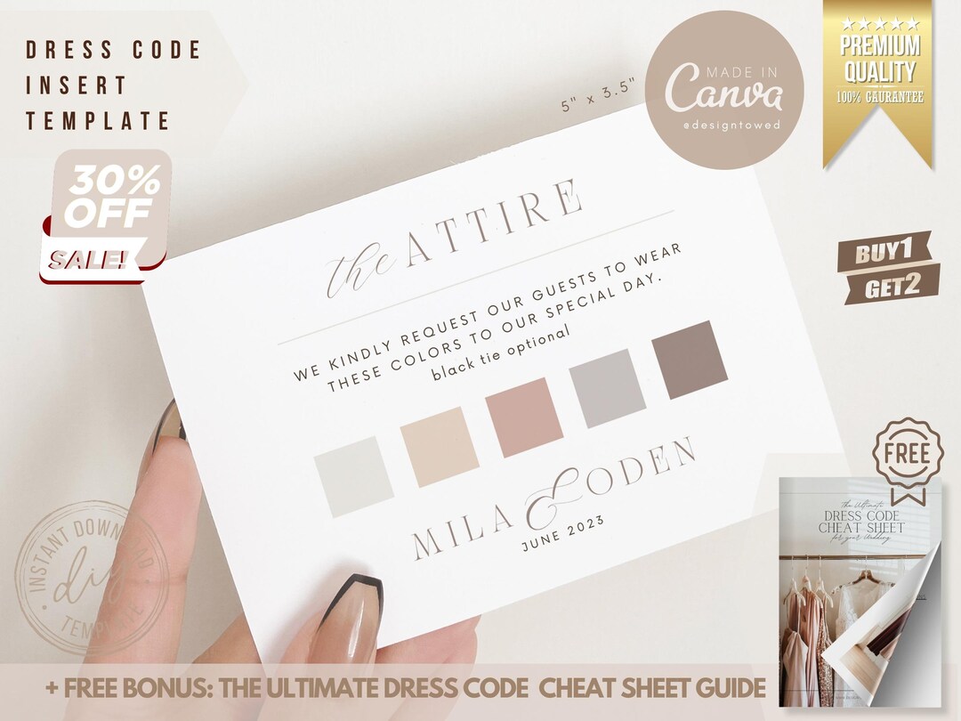 dress-code-attire-card-wedding-color-scheme-insert-wedding-etsy