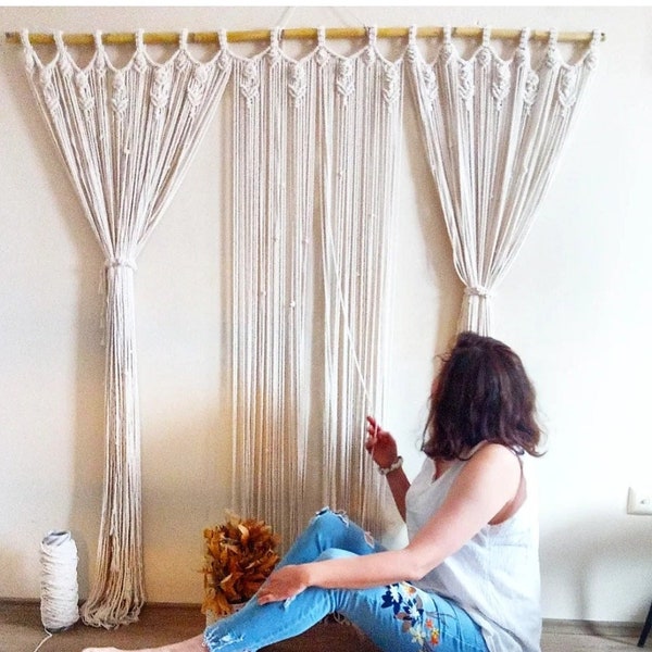 Vintage Rose Macrame Window Curtain for Livingroom, Minimal Flower Shower Curtain, Macrame Valance, Floral Wedding Backdrop