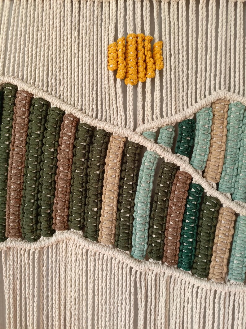 Large Mountain Macrame Wall Hanging, Hand Woven Landscape Tapestry