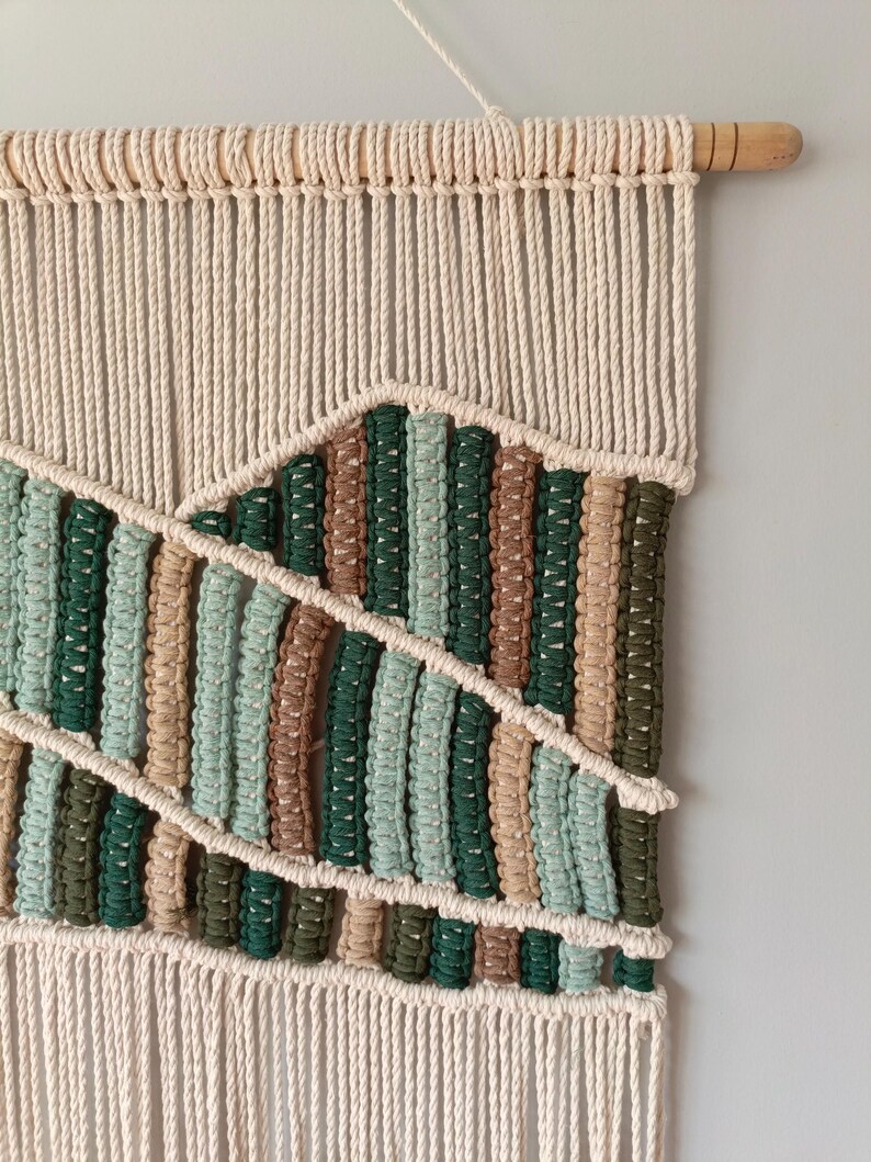 Large Mountain Macrame Wall Hanging, Hand Woven Landscape Tapestry