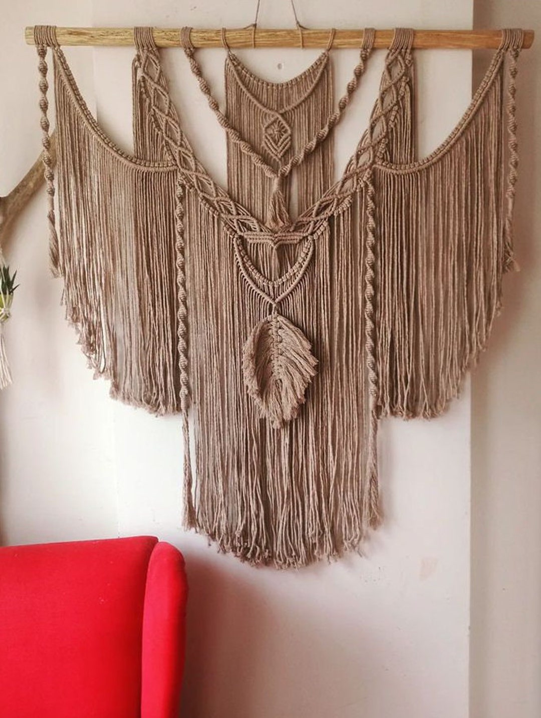 Large Gray Macrame Wall Hanging Hippie Wall Art Woven Wall Etsy