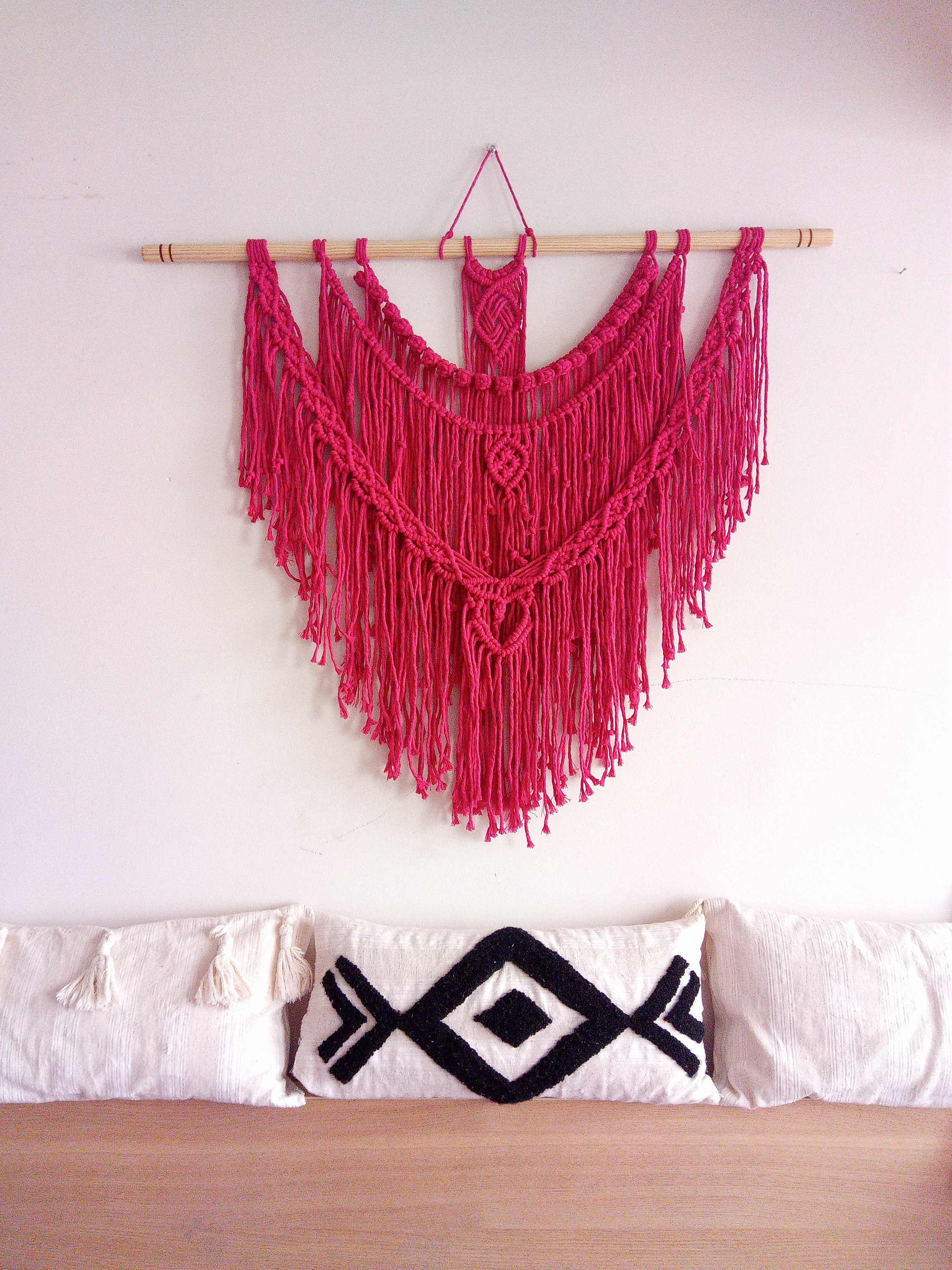 Hot Pink Headboard Macrame for Bed Room Above Bed Decor Wall Etsy