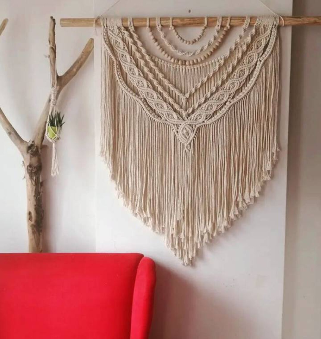 Personalized Macrame Wall Hanging With Beads Woven Wall Etsy