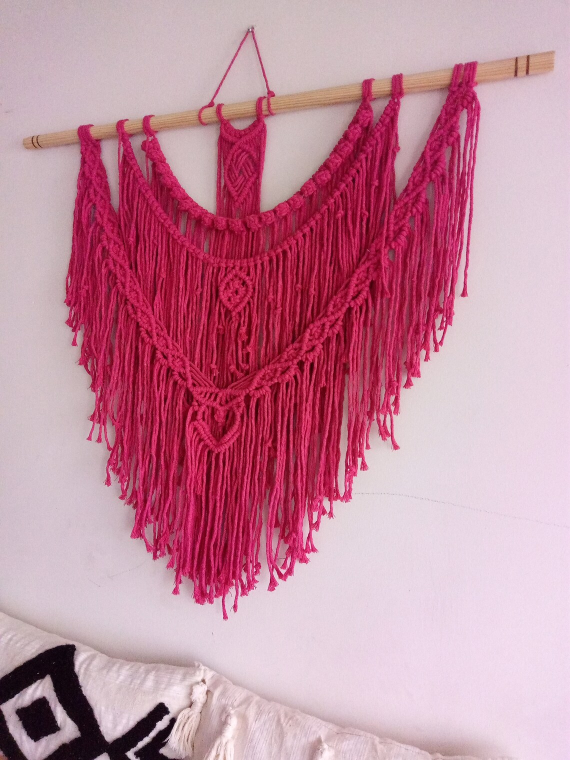 Hot Pink Headboard Macrame for Bed Room Above Bed Decor Wall Etsy