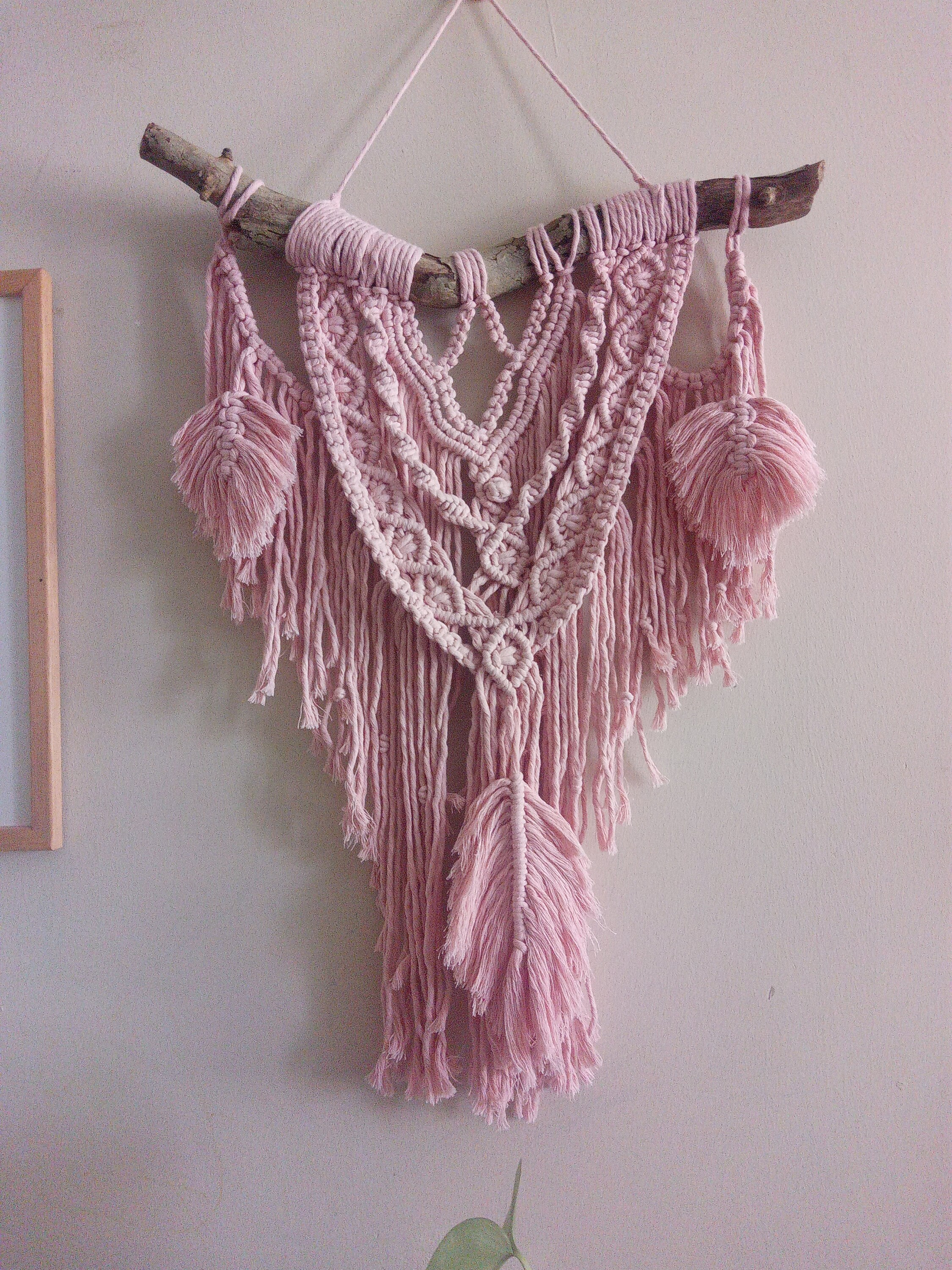 Macrame Pastel Pink Woven Wall Hanging Mini Macrame Tapestry Etsy