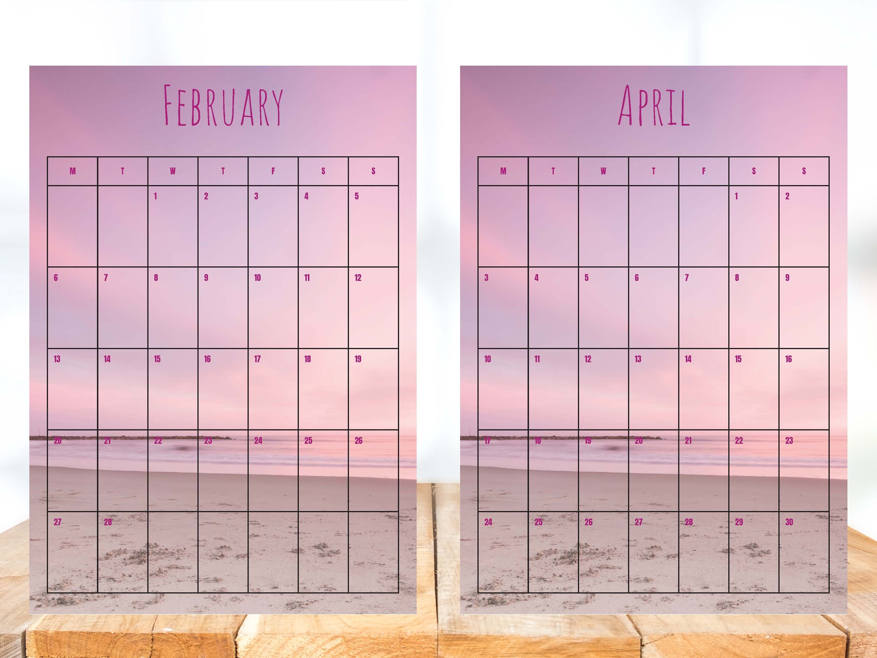 Pink Sunset Beach 2023 Calendar Paper & Party Supplies Paper Etsy