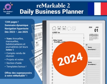 Daily Business Planner, agenda 2024, pour la reMarkable®, avec navigation hypertexte - Version française