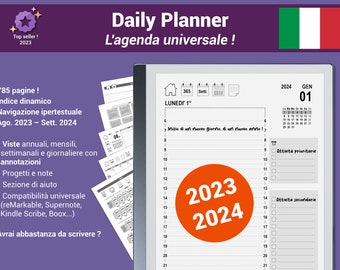 Vertical Daily Planner, l'agenda universale 2023/2024 pdf, con navigazione ipertestuale - Versione italiana