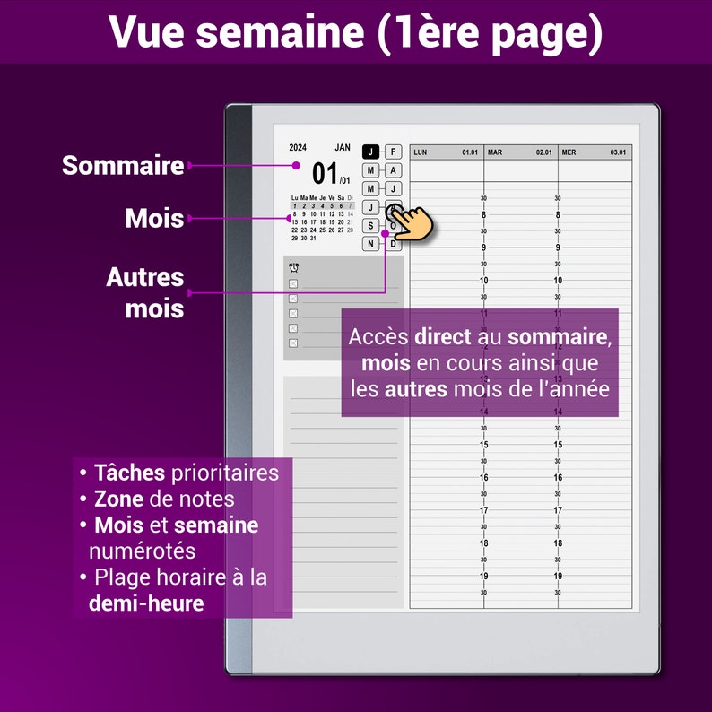 Weekly planner for reMarkable®, with hypertext navigation image 5