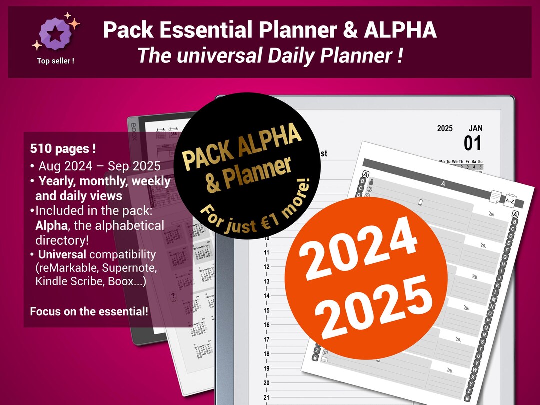 Pack Essential Planner & ALPHA - 24/25 Academic Year Edition - Daily ...