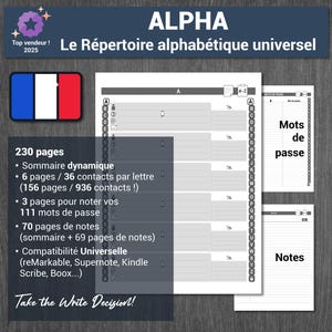 ALPHA - Alphabetical, interactive and universal directory for all e-Ink tablets