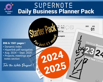 Daily Business Planner Starter Pack, academic year 23/24 & 24/25, pdf planners for the Supernote®, with hypertext navigation