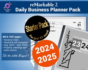 Daily Business Planner Starter Pack, anno accademico 23/24 e 24/25, pianificatori pdf per reMarkable®, con navigazione ipertestuale