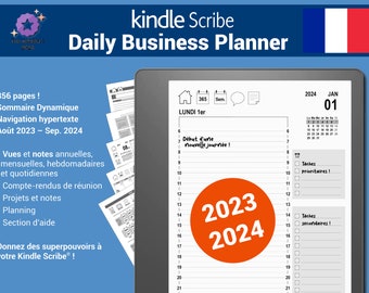 Daily Business Planner, agenda pdf 2023/2024 pour la Kindle Scribe®, avec navigation hypertexte - Version française