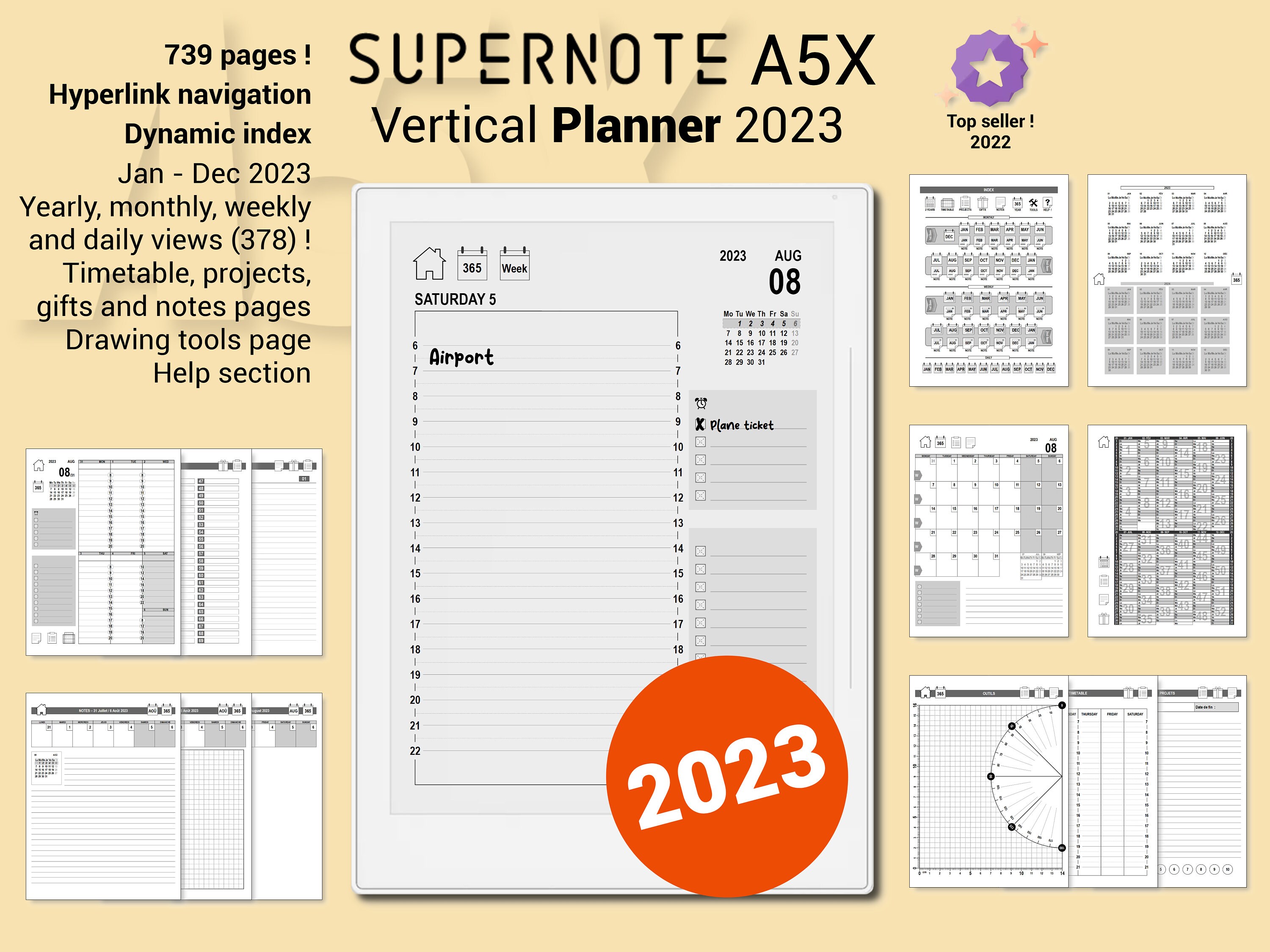 Vertical Daily Pdf Planner 2023 Edition for Supernote A5X Etsy