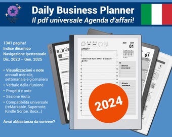 Daily Business Planner, agenda universale 2024 in pdf, con navigazione ipertestuale - versione italiana