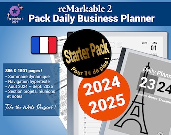 Pack Daily Business Planner, années scolaires 23/24 & 24/25, pour la reMarkable®, avec navigation hypertexte - Version française