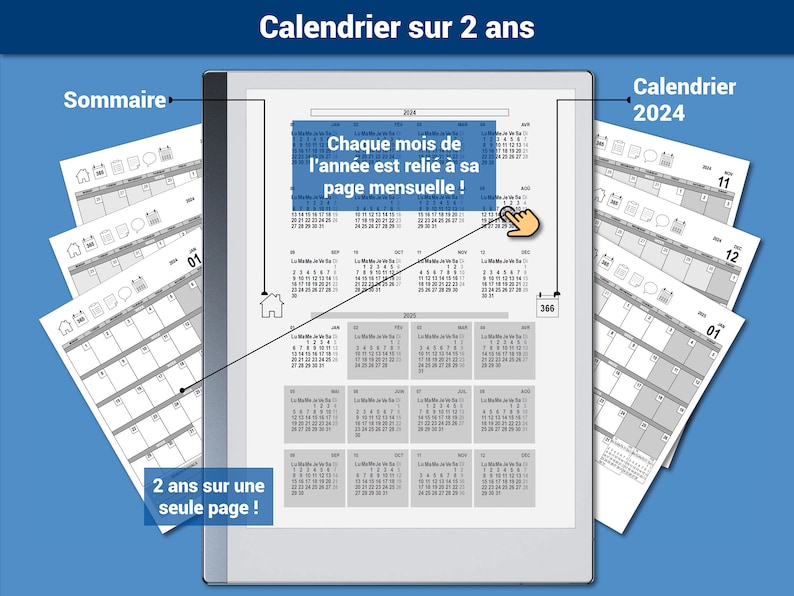 Pack productivité : Daily Business Planner, agenda 2024 et Meeting Planner pour la reMarkable® Navigation hypertexte Version française image 3