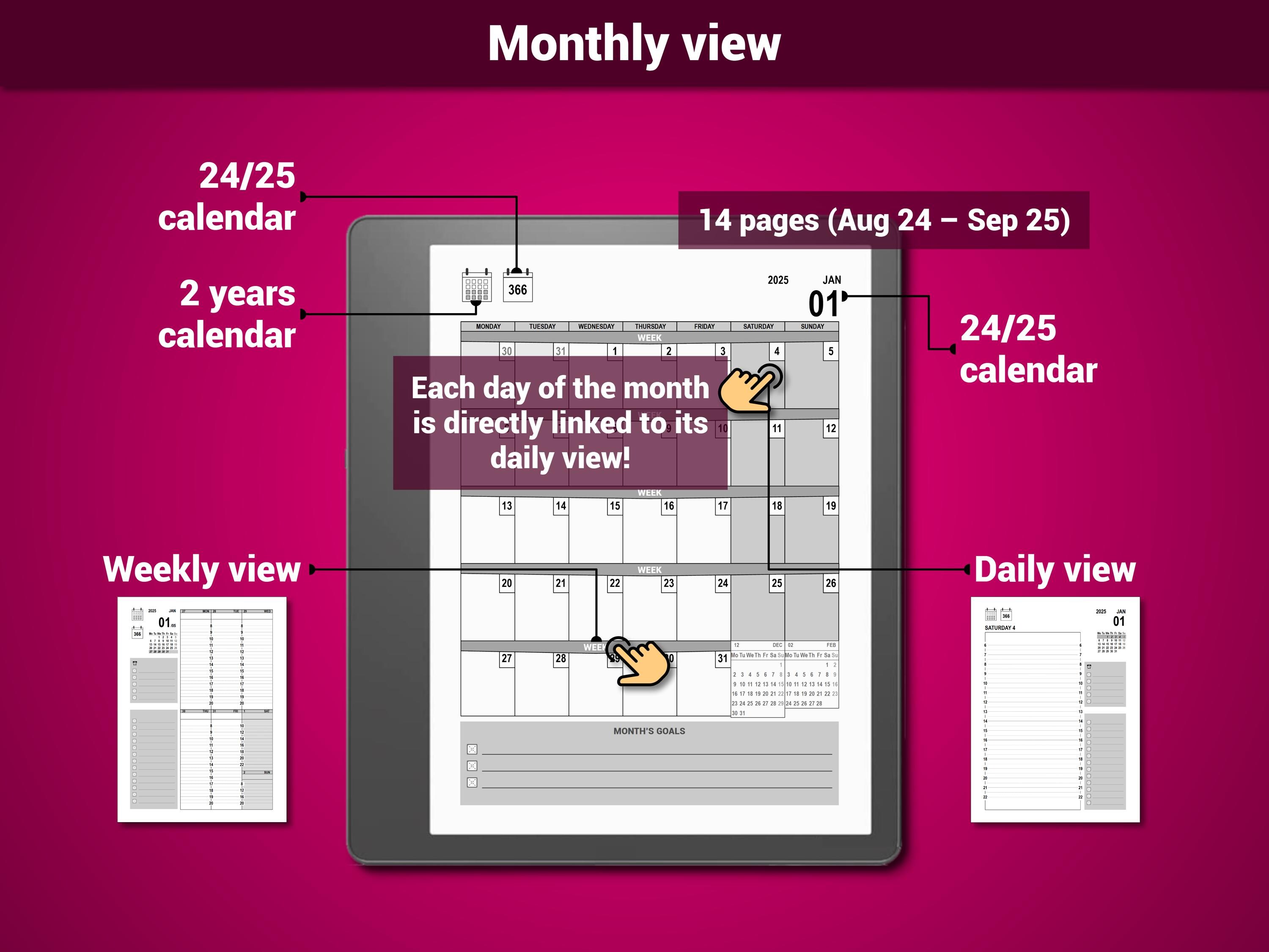 Tablet Directory Pack Essential Planner & ALPHA - 24/25 Academic Year Edition - Daily ...