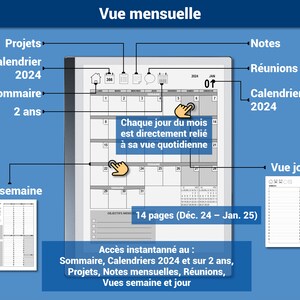 Pack productivité : Daily Business Planner, agenda 2024 et Meeting Planner pour la reMarkable® Navigation hypertexte Version française image 8