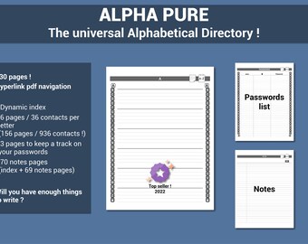 ALPHA - Hyperlinked pdf - Universal Alphabetical Directory for all e-Ink devices (reMarkable - Supernote - Kindle Scribe - Boox)