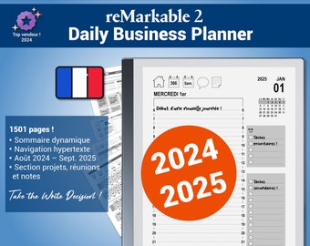 Daily Business Planner, année scolaire 2024/2025, pour la reMarkable®, avec navigation hypertexte - Version française