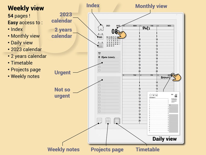 Vertical Daily Pdf Planner 2023 Edition for Supernote A5X Etsy