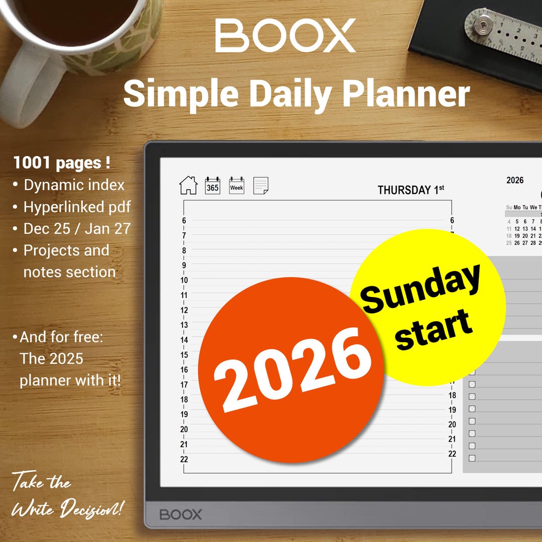 Simple Daily Planner 2026, Landscape Planner With Sunday Start ...