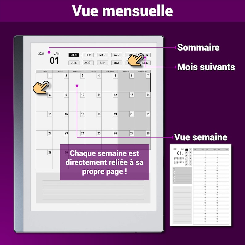 Weekly planner for reMarkable®, with hypertext navigation image 4