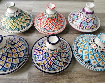 Grande tajine marocchina dipinta a mano: pentola decorativa in ceramica (27 cm)ceramica