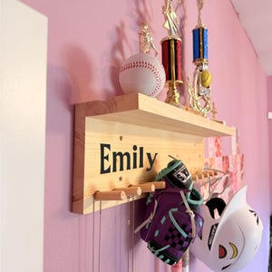 Personalized Solid Wood Medal Holder - Custom Medal Display Hanger & Trophy Shelf for Runners, Swimmers, Gymnastics Athletes Gift