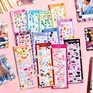 Holographic Kawaii Deco Stickers | Cute Cat, Bunny & Deer Designs for Journal Planner | Pink Cake  Fruit Stickers