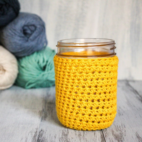 Crocheted Mason Jar Cozy | Wide Mouth Mason Jar Cozy | Mason Jar Drink Cover | Gift For Her | Kids Mason Jar Cover| Iced Coffee Sleeve