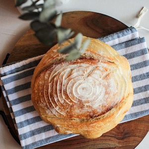 Linen Bread Bag | Homemade Bread Storage | Linen Drawstring Bag | Sourdough Bread Bag | Sustainable Kitchen | Eco-Friendly | Reusable