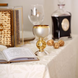 Sterling Silver Kiddush Cup, Gold Plated 18k, Design Cup, Glass Kiddush Cup, Modern Kiddush Cup,  Custom kiddush cup Jewish Wedding Cup