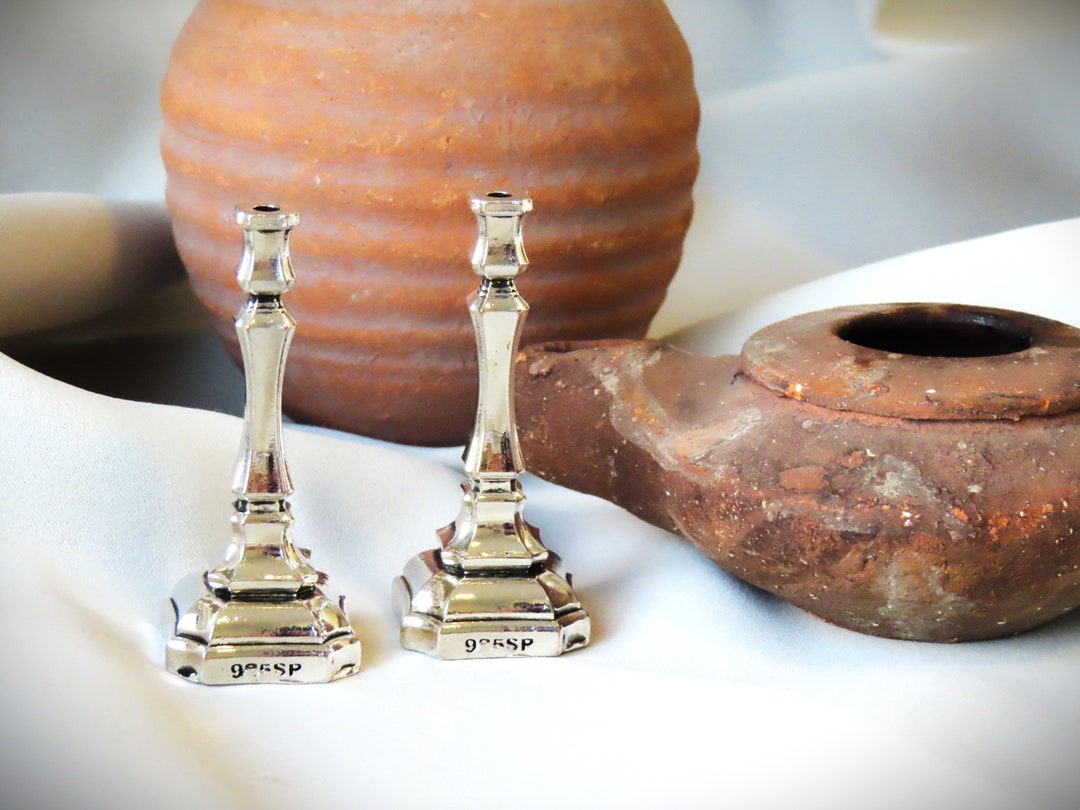 Miniature Candlesticks From Israel, Jewish Metal Art, Judaica Shelf Art ...