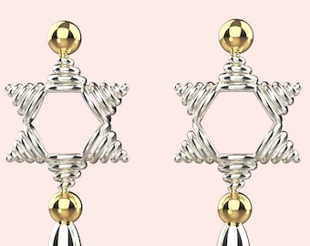 Pure Silver Magen David Torah Pomegranates, Rimonim Torah, Torah Case, Gold Plated 18k, Judaica Art, Jewish Gift, Judaica Handmade