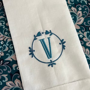 Personalized Bathroom Hand Towel with Embroidered Initials or name Monogram|Unique Gift for Wedding Shower| Linen towels |Hostess Gift