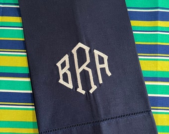 Personalized Embroidered Linen Hand Towel| Monogram Guest Towels| Hostess Gift