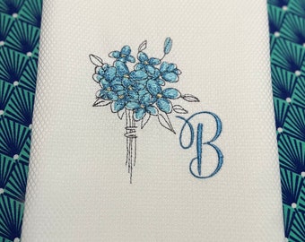 Personalized Bathroom Linen Hand Towel, Flower embroidery Design|Unique Shower or Housewarming Gift| Guest towels