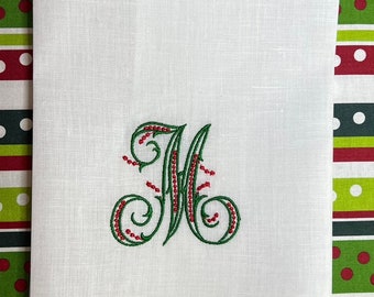 Personalized Bathroom Hand Towel| Embroidered  Monogram| | Linen Towels