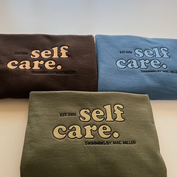 Self Care Mac Miller Embroidered Sweatshirt/Crewneck | Unisex Embroidered Sweatshirt